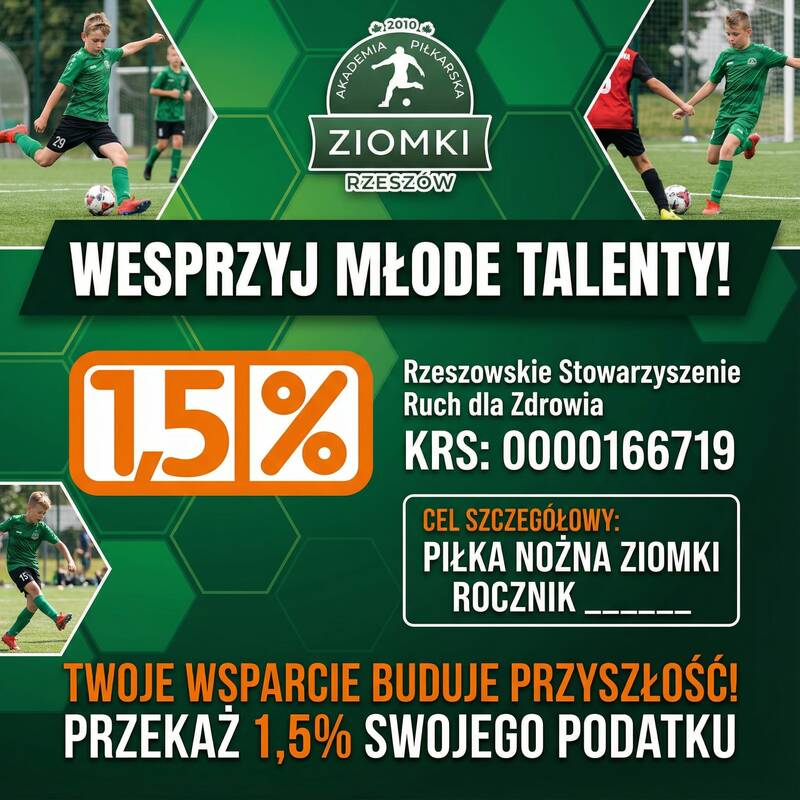 Przekaż 1,5 % podatku za 2025 rok dla zawodników naszej Akademii