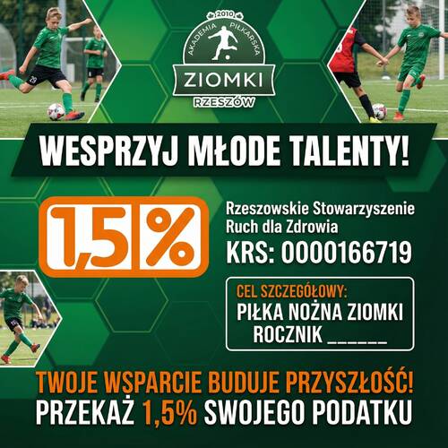 Przekaż 1,5 % podatku za 2025 rok dla zawodników naszej Akademii