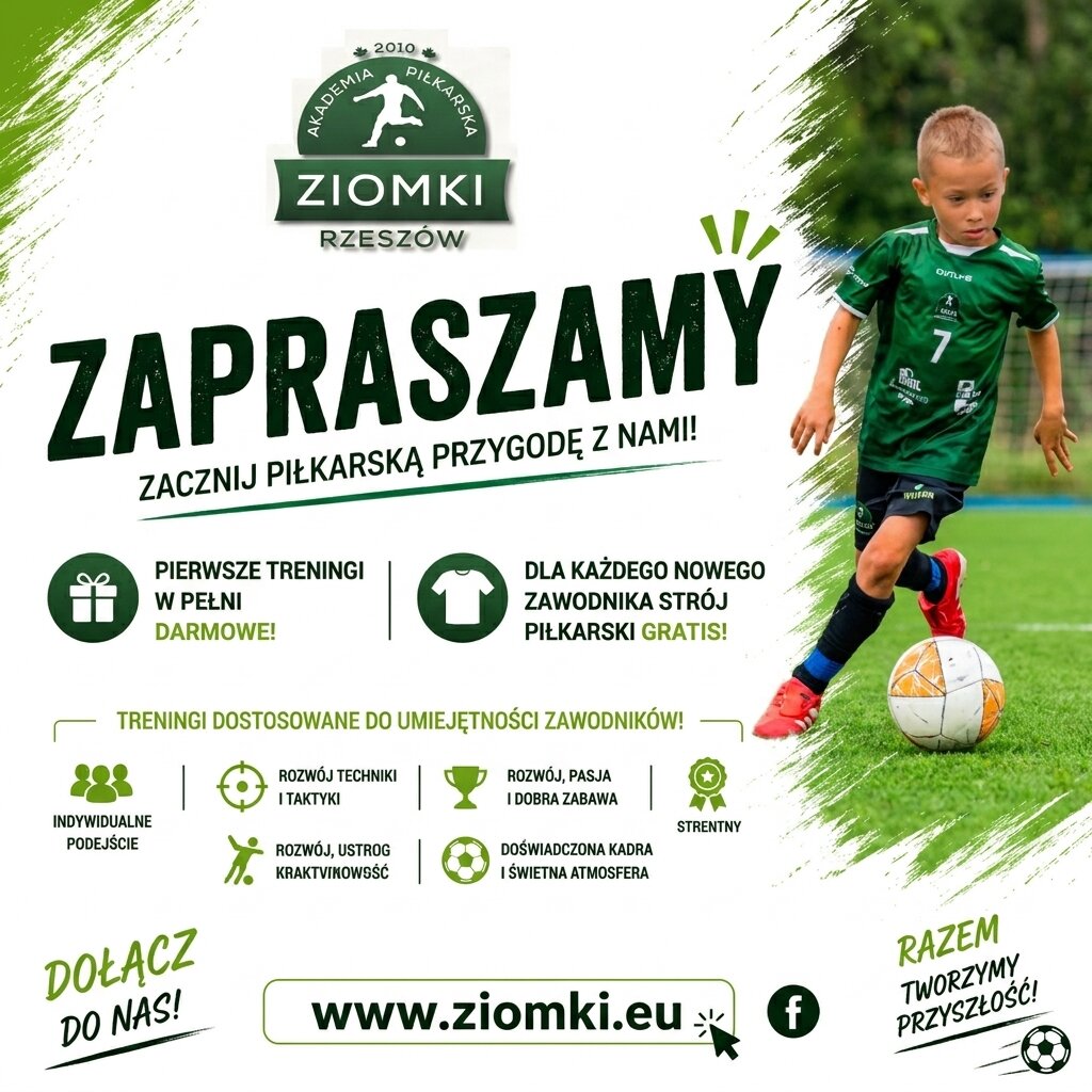 Nabór na sezon 2026/27 do Akademii Piłkarskiej Ziomki Rzeszów